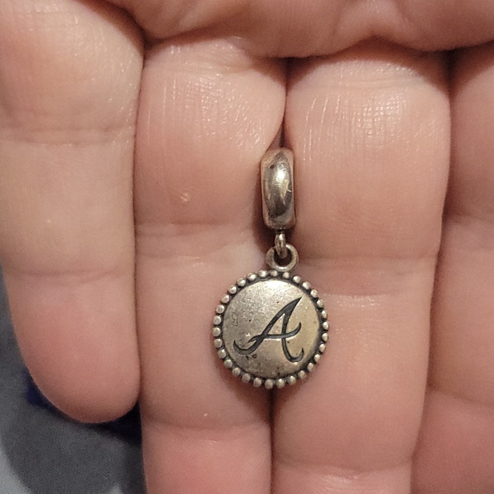 Authentic Pandora Sterling Silver Oakland Athletics Dangle Charm Initial A